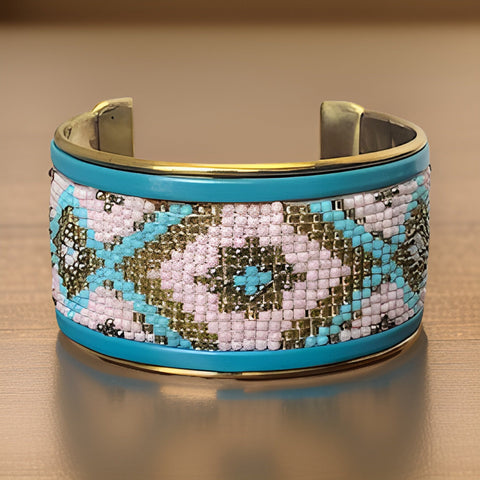 Maasai African Beaded Brass Cuff Bracelet - Premium Jewelry from O.O.A. Tradings Distribution  - Just $9.99! Shop this and more Jewelry now 