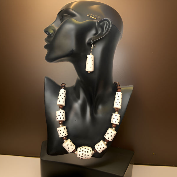 Tribal Rock Style Bone Necklace & Earrings Set - Premium Jewelry from MAGOS - Just $16.99! Shop this and more Jewelry now 