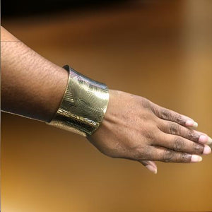 Gold Wide Cuff Bangle Bracelet