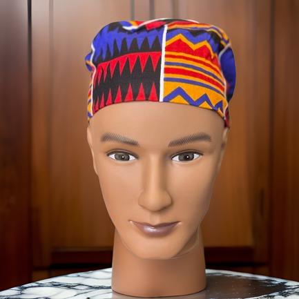 Men's Red Multi Kente Kufi Hat