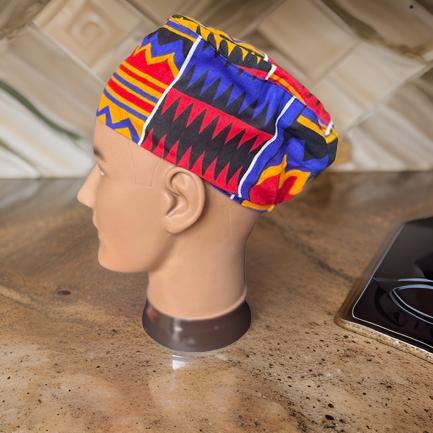 Men's Red Multi Kente Kufi Hat