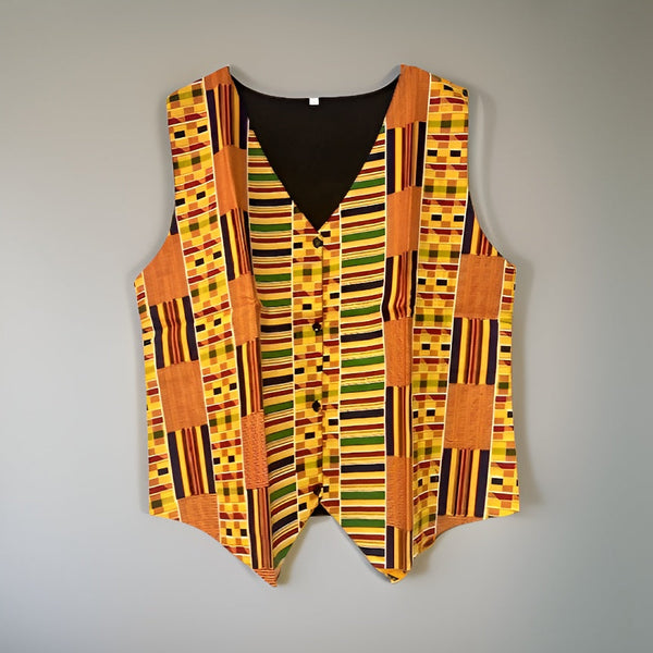 African Kente Print Vest Jacket - Premium African Apparel from MAGOS - Just $30! Shop this and more African Apparel now 