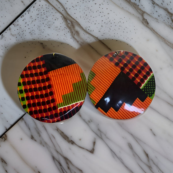 African Print Fabric Circle Earrings - Premium Jewelry from MAGOS - Just $4.99! Shop this and more Jewelry now 