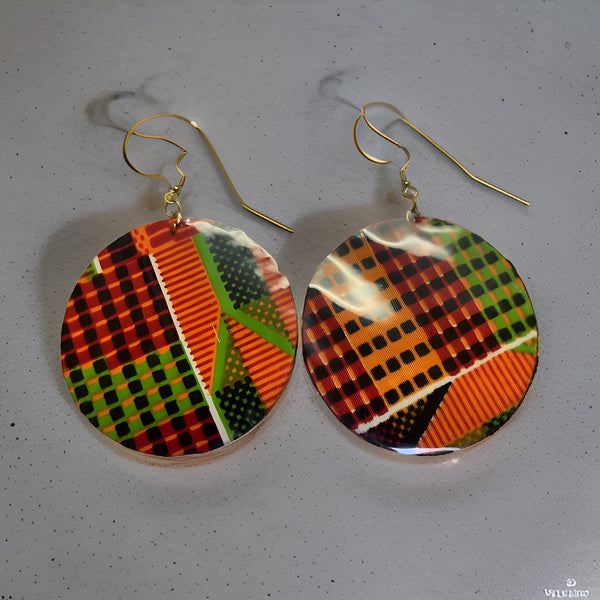 African Print Fabric Circle Earrings - Premium Jewelry from MAGOS - Just $4.99! Shop this and more Jewelry now 