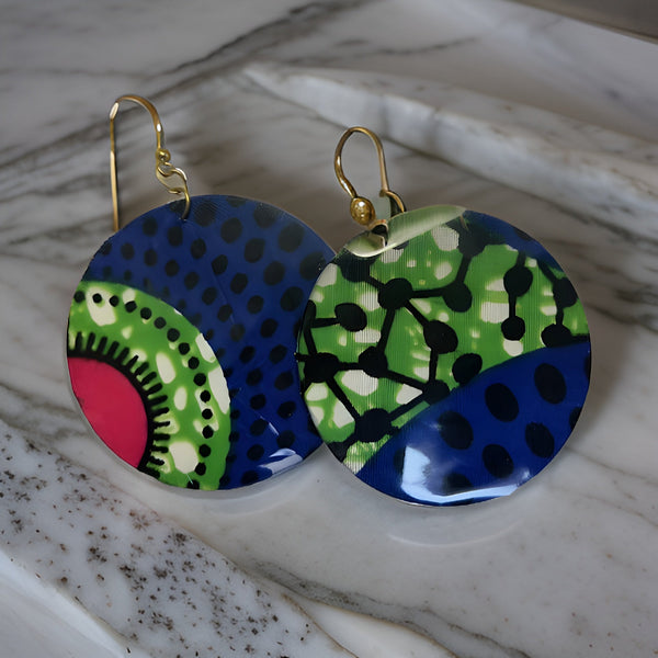 African Print Fabric Circle Earrings - Premium Jewelry from MAGOS - Just $4.99! Shop this and more Jewelry now 