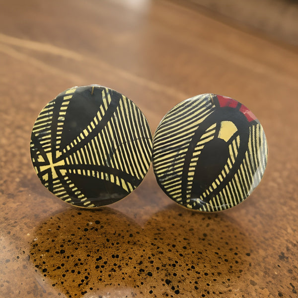 African Print Fabric Circle Earrings - Premium Jewelry from MAGOS - Just $4.99! Shop this and more Jewelry now 