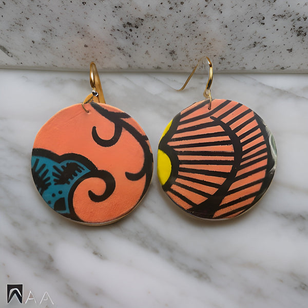 African Print Fabric Circle Earrings - Premium Jewelry from MAGOS - Just $4.99! Shop this and more Jewelry now 