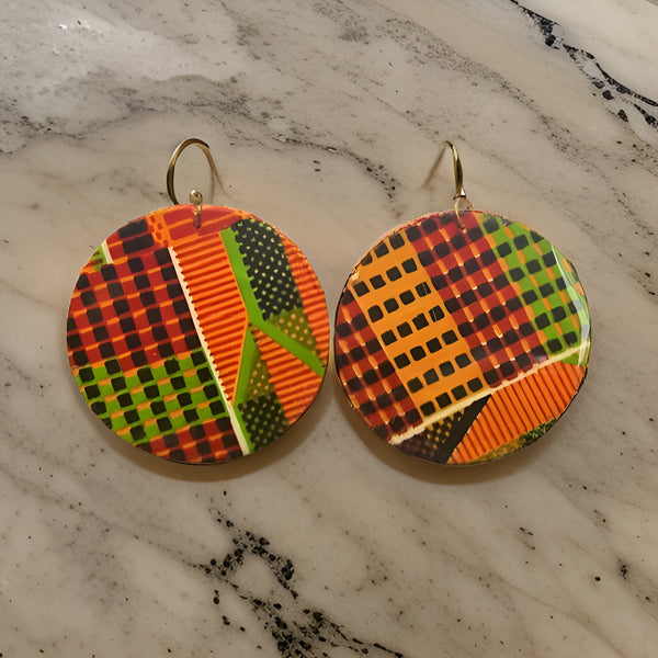 African Print Circle Earrings - Premium Jewelry from MAGOS - Just $4.99! Shop this and more Jewelry now 