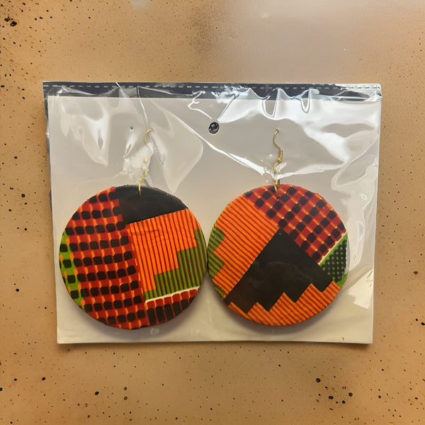 African Print Circle Earrings - Premium Jewelry from MAGOS - Just $4.99! Shop this and more Jewelry now 