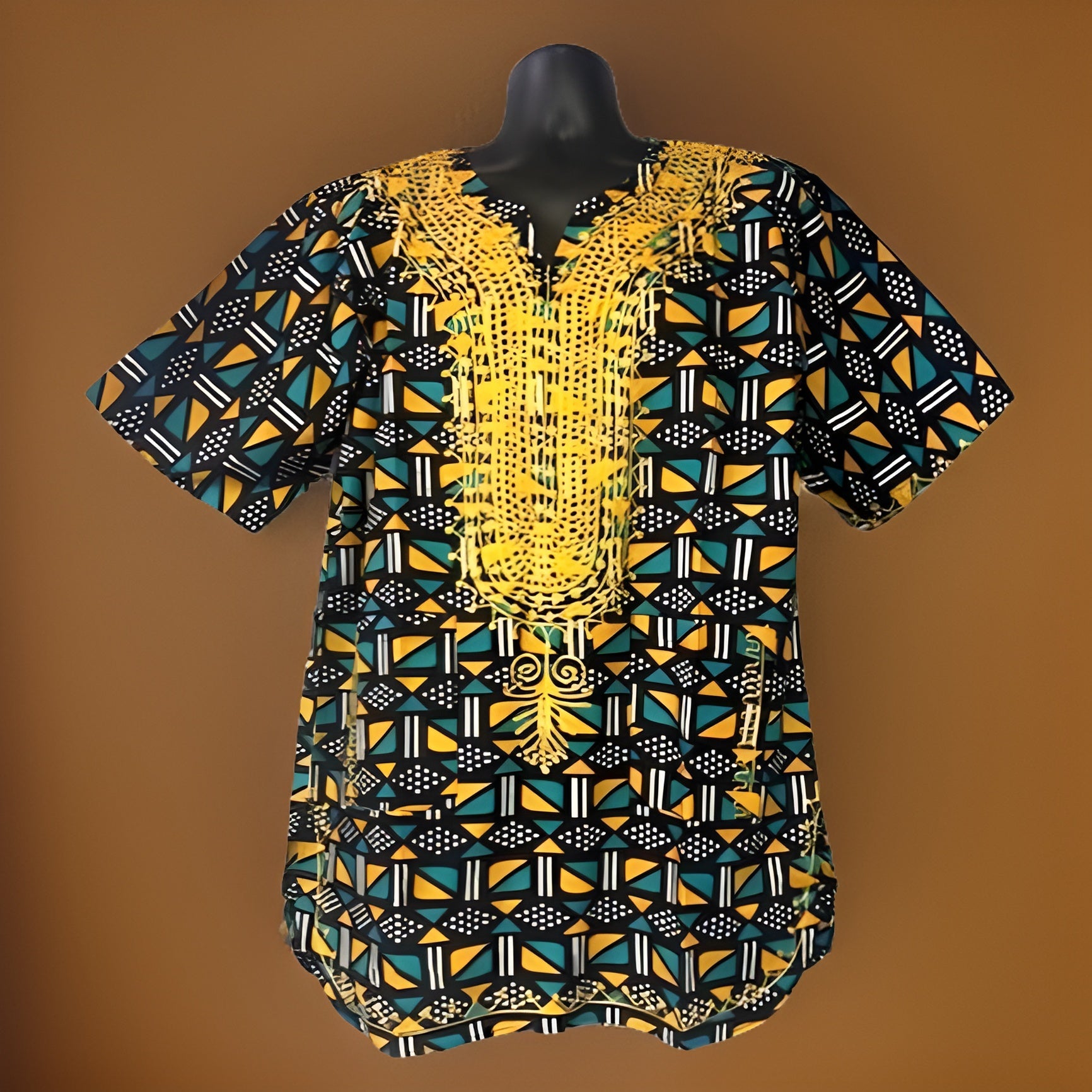 Men's Green/Black/Gold African Print Embroidered Dashiki Shirt - Premium African Apparel from MAGOS - Just $45! Shop this and more African Apparel now 