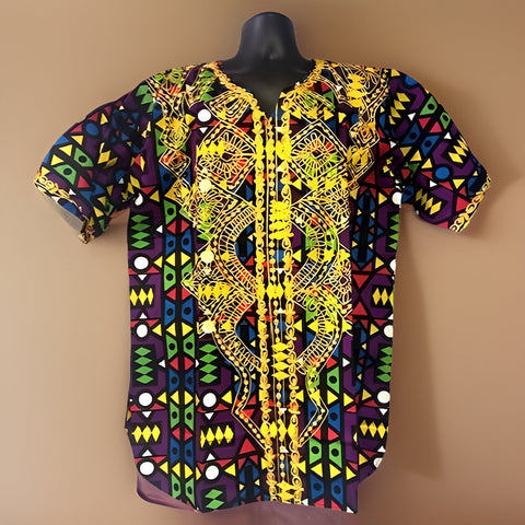 Men's Purple Multi-Color African Print Embroidered Dashiki Shirt - Premium African Apparel from MAGOS - Just $45! Shop this and more African Apparel now 