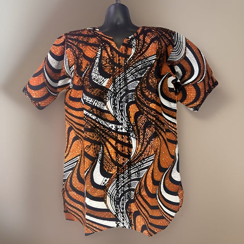 Men's Orange African Print Embroidered Dashiki Shirt - Premium African Apparel from MAGOS - Just $45! Shop this and more African Apparel now 