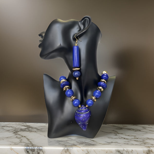 African Bone Shell Pendent Beaded Necklace & Earring Set - Premium Jewelry from MAGOS - Just $19.99! Shop this and more Jewelry now 