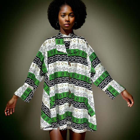 Authentic African Print Big Button Tunic Dress - Premium African Apparel from MAGOS - Just $55! Shop this and more African Apparel now 