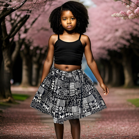 Girls African Black/White Print Skirt - Premium African Apparel from MAGOS - Just $22! Shop this and more African Apparel now 