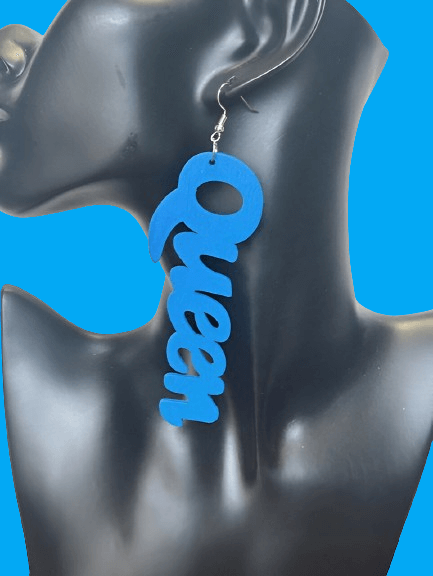 Large Wooden QUEEN Dangle Earrings - Premium Jewelry from MAGOS - Just $5.99! Shop this and more Jewelry now 