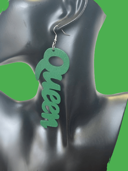 Large Wooden QUEEN Dangle Earrings - Premium Jewelry from MAGOS - Just $5.99! Shop this and more Jewelry now 