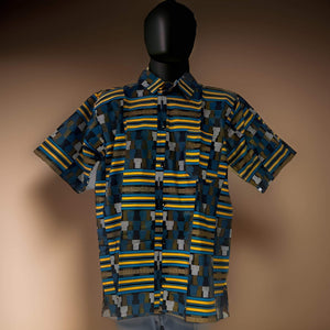 Men's African Print Short Sleeve Button Down Shirt - Premium African Apparel from MAGOS - Just $30! Shop this and more African Apparel now 