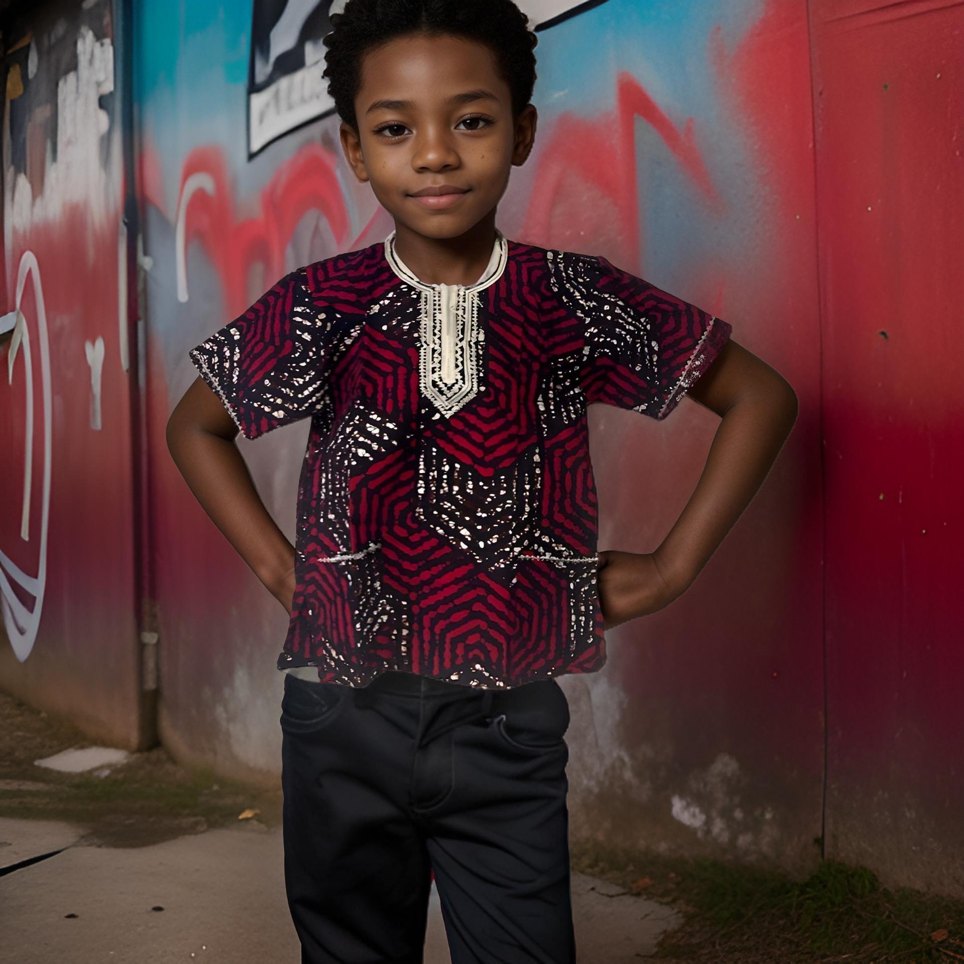 Kids Ghanaian African Dashiki Tops (Unisex) Small