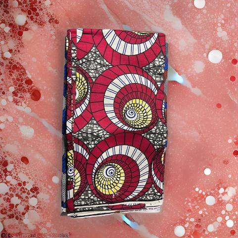 Authentic Red/White/Yellow Print African Fabric (6 yards)