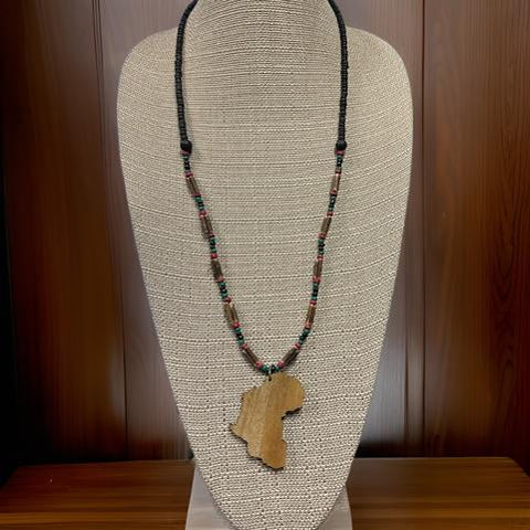 Wooden African Map Necklace