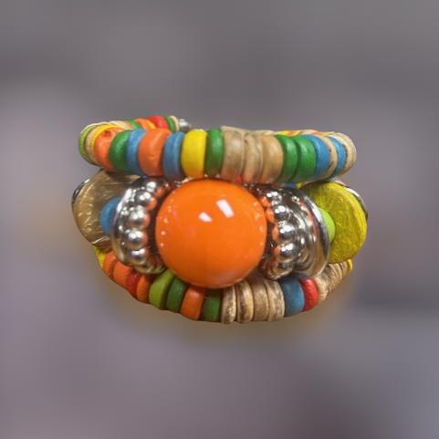 Resin Ball Accented Wooden Wrapped Bracelet