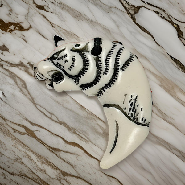 Men's Carving White Animal Tooth Pendant Necklace